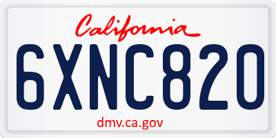 CA license plate 6XNC820