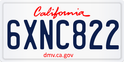 CA license plate 6XNC822