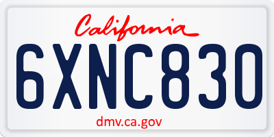 CA license plate 6XNC830
