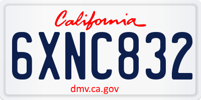 CA license plate 6XNC832