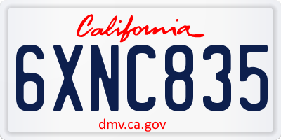 CA license plate 6XNC835