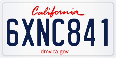 CA license plate 6XNC841