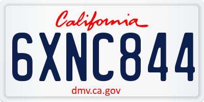 CA license plate 6XNC844
