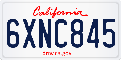 CA license plate 6XNC845