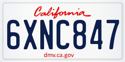 CA license plate 6XNC847