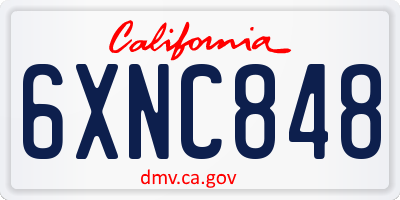 CA license plate 6XNC848