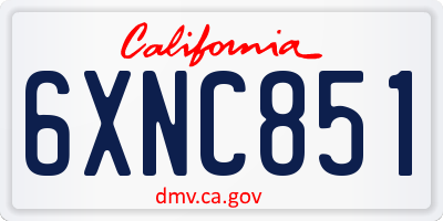 CA license plate 6XNC851