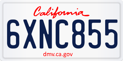 CA license plate 6XNC855