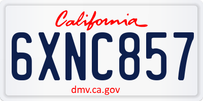 CA license plate 6XNC857