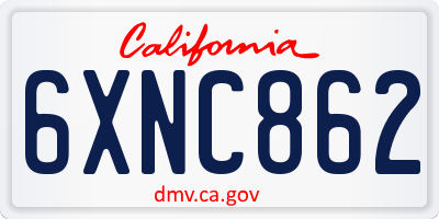 CA license plate 6XNC862