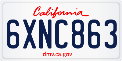 CA license plate 6XNC863