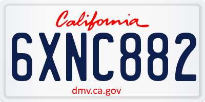 CA license plate 6XNC882