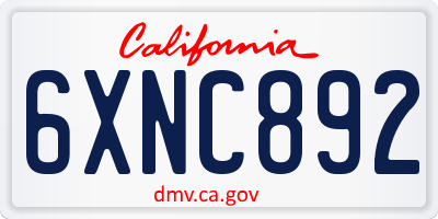 CA license plate 6XNC892