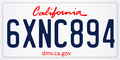 CA license plate 6XNC894