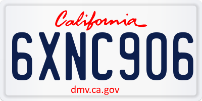CA license plate 6XNC906