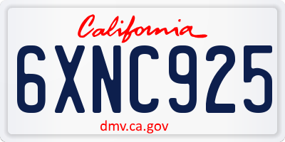 CA license plate 6XNC925