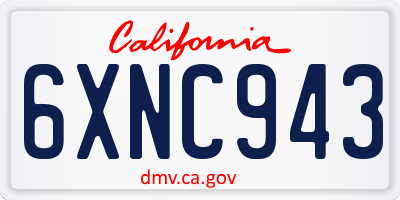 CA license plate 6XNC943