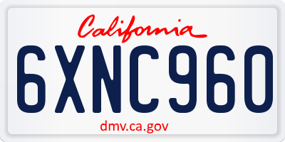 CA license plate 6XNC960