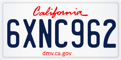 CA license plate 6XNC962