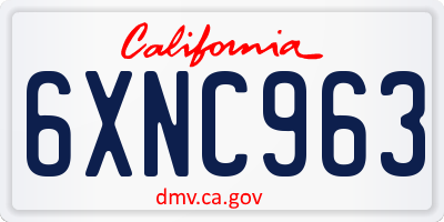 CA license plate 6XNC963