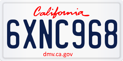 CA license plate 6XNC968