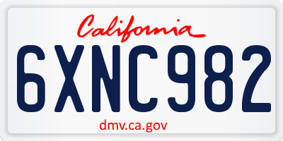 CA license plate 6XNC982