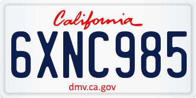 CA license plate 6XNC985