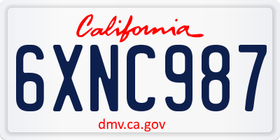 CA license plate 6XNC987