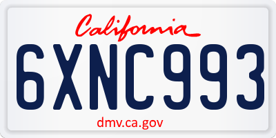 CA license plate 6XNC993