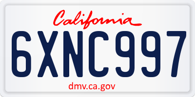 CA license plate 6XNC997