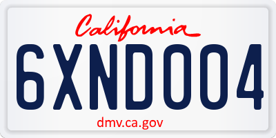 CA license plate 6XND004