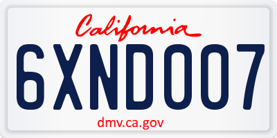 CA license plate 6XND007