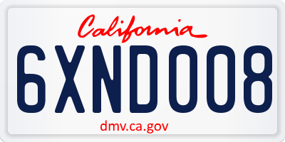 CA license plate 6XND008