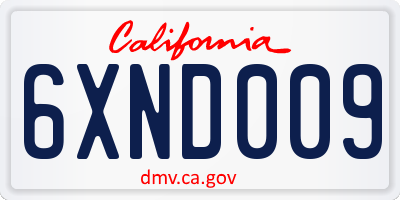 CA license plate 6XND009