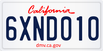 CA license plate 6XND010