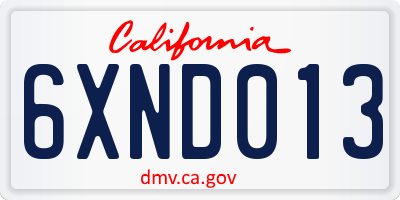 CA license plate 6XND013
