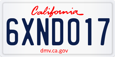 CA license plate 6XND017