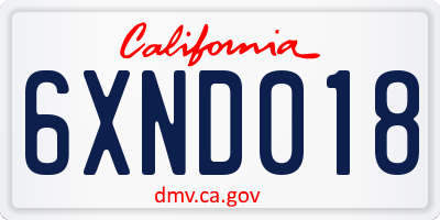 CA license plate 6XND018