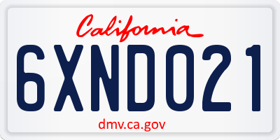 CA license plate 6XND021