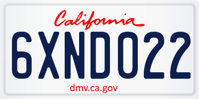 CA license plate 6XND022