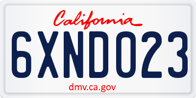 CA license plate 6XND023