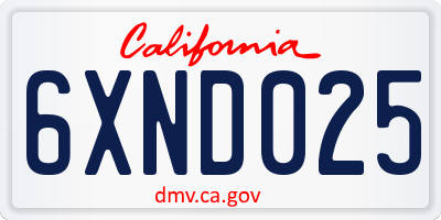 CA license plate 6XND025