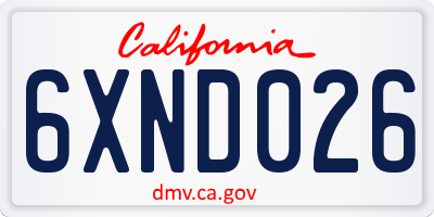 CA license plate 6XND026