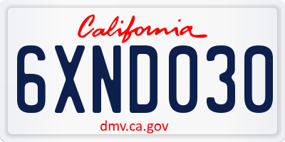 CA license plate 6XND030