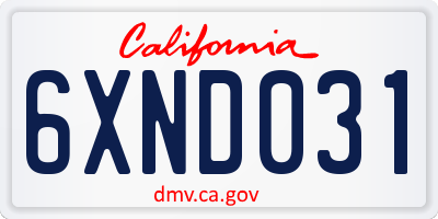 CA license plate 6XND031