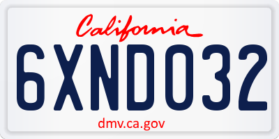 CA license plate 6XND032