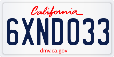 CA license plate 6XND033