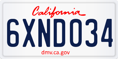 CA license plate 6XND034
