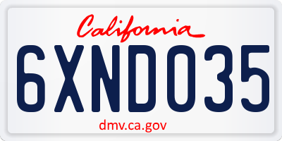 CA license plate 6XND035