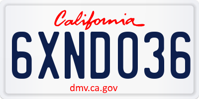 CA license plate 6XND036